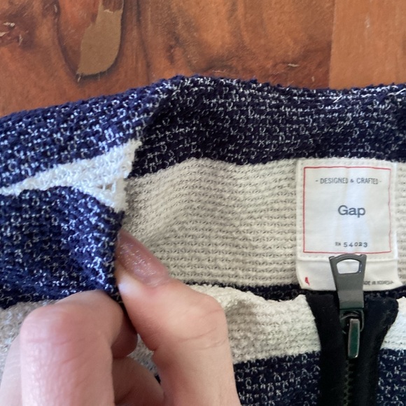 Gap navy blue cream striped slub knit jacket americana nautical fall layer 4 - Picture 14 of 16